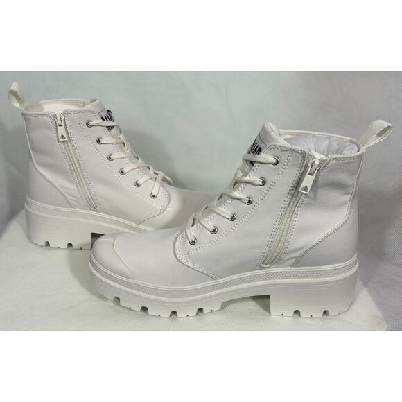 Palladium White Canvas Platform Boots with Zipper | Size 9.5 - Picture 2 of 6